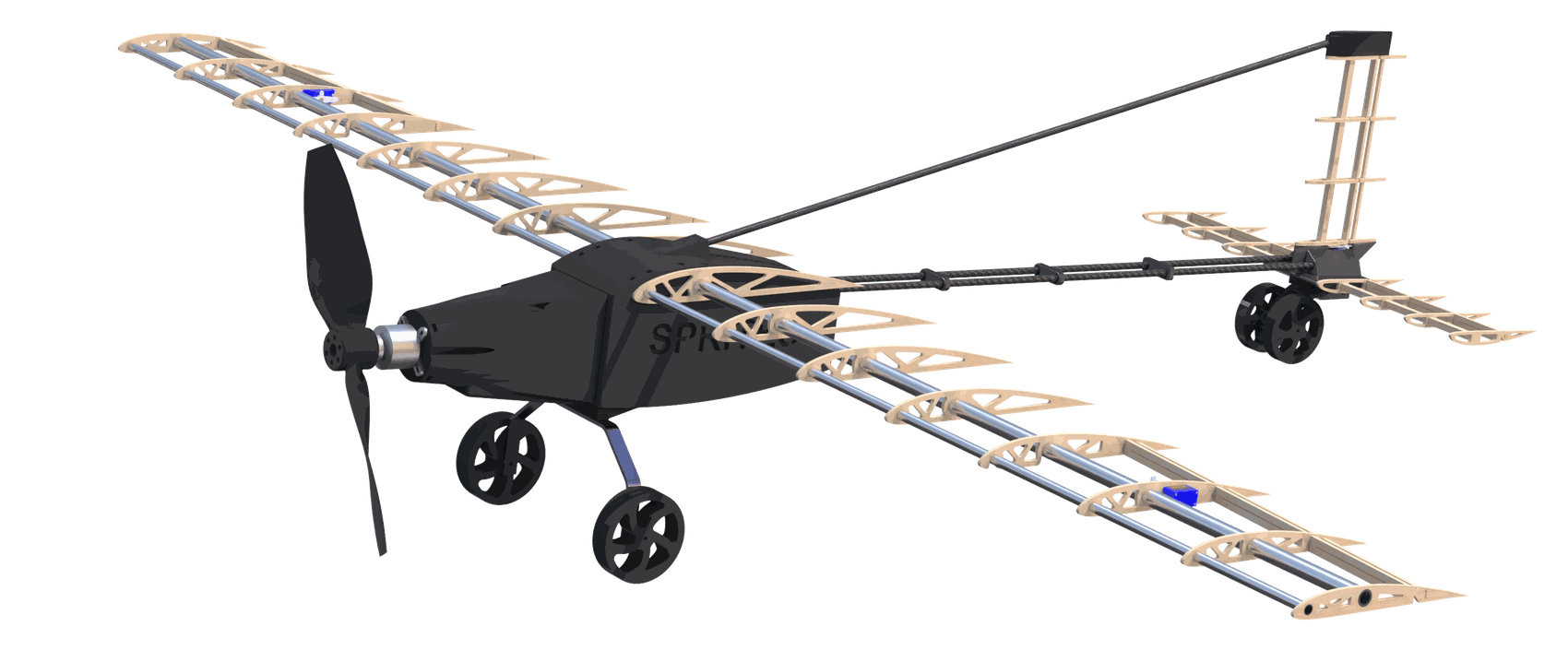Autonomous RC aircraft structure, uncovered truss airframe